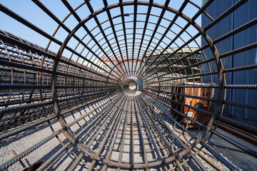 Pier reinforcement support is at a construction site in North China