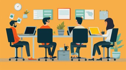 United Teamwork in Office Setting