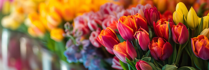 colorful tulips in the garden