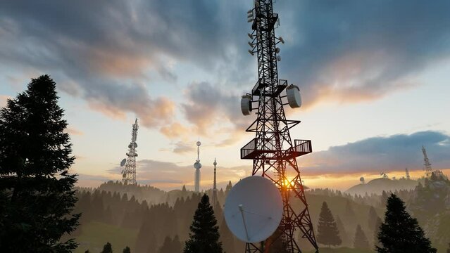  5G mountain communication base station signal tower transmitting tower