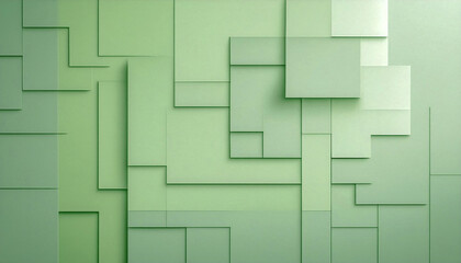 A green wall with many squares and rectangles