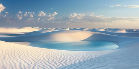 Vast dune desert. lençóis maranhenses in Brazil. White sand dunes and blue water pools