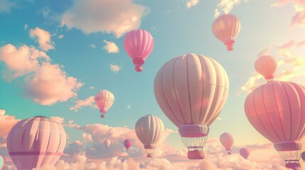 Obraz premium Vintage Balloon Festival in a Sky of Pastel Colors.