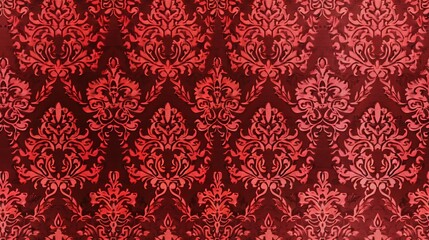 Red damask seamless pattern background wallpaper, textile, packaging, floral baroque pattern,