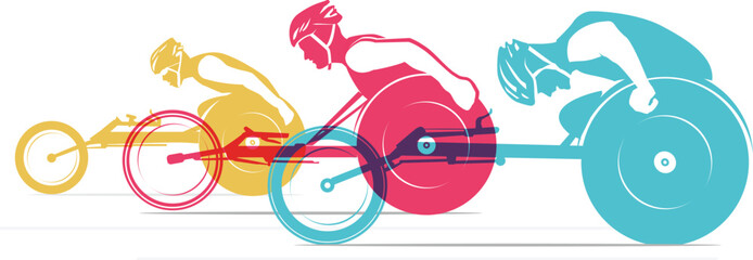 Colorful Premium Editable Vector Illustration of wheelchair track and field race best for your digital graphic and print	