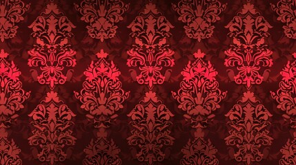 Red damask seamless pattern background wallpaper, textile, packaging, floral baroque pattern,