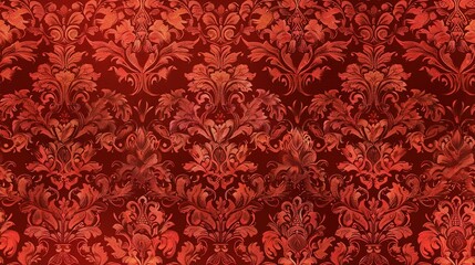 Red damask seamless pattern background wallpaper, textile, packaging, floral baroque pattern,