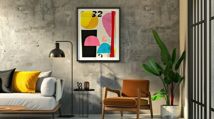 graphical poster of a random organic shape, very minimal and modern, art gallery 