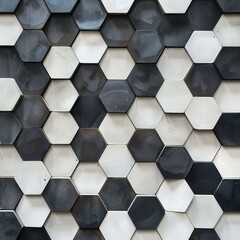 Detailed view of hexagonal shapes with two stroke thicknesses, forming a seamless, repeating pattern, emphasizing geometric precision and contrast