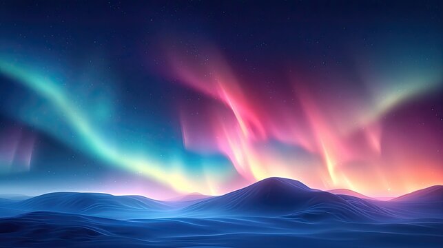 A vibrant and ever-changing abstract aurora emerges in the serene hues of polar night blue