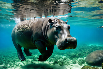 Fototapeta premium hippopotamus underwater