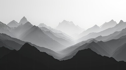 Cool gray creates a minimalist silhouette of a mountain range