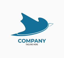 Flying Blue Bird Logo Vector Ilustration