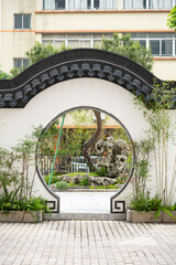 traditional Chinese courtyard at vertical composition