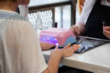 View of polishing the finger nails