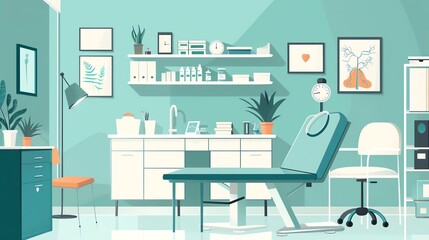 medical flat design side view nursing theme cartoon drawing Monochromatic Color Scheme