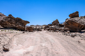 Rough backroad through the rocks.