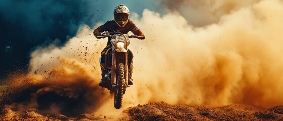 Rider on a cross-country enduro motorcycle go fast. Enduro racing . Drift. Motocross. Moto Sport. Enduro. Motorcycle. Bike.