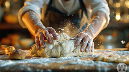 a man bread make a bread dough - Powered by Adobe