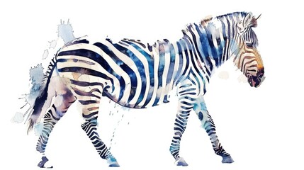 Watercolor zebra illustration white background