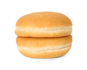 Two fresh burger buns isolated on white