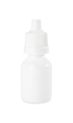 Bottle of medical drops isolated on white