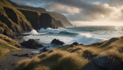 Obraz premium Cinematische welle, monsterwelle mit türkis aussehendem wasser