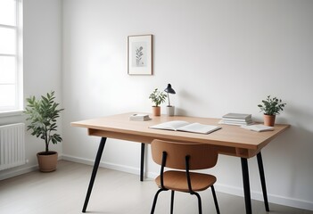 Clean Aesthetic Scandinavian style table, desk with decorations