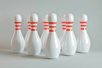 A row of bowling pins, bowling concept