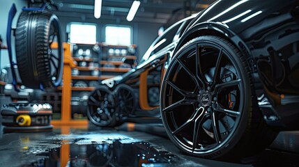 Fototapeta premium car wheel shop