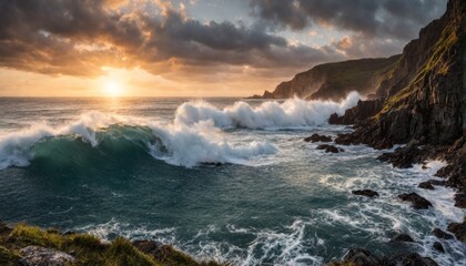 Obraz premium Imposante Küstenlandschaft, irische Westküste, Steilküste