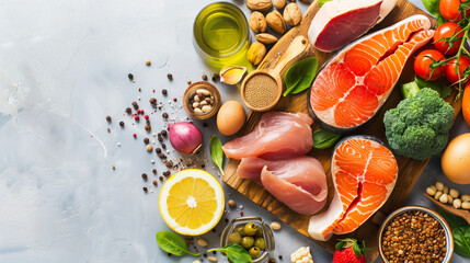 Assorted Foods Arranged on Cutting Board