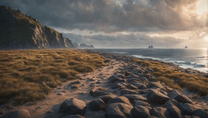 Obraz premium Imposante Küstenlandschaft, Steilküste mit Sandstrand