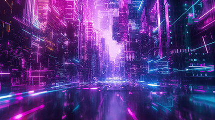 a digital futurism background, with neon colors and high-tech elements, creating a scene that embodies the cutting-edge advancements of the digital age