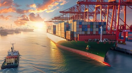 Naklejka premium Global business logistics import export of containers