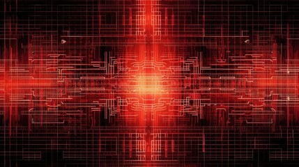 Abstract background of a hyper-technological landscape featuring AI-controlled fire elements in glitch style, perfect for futuristic designs, technology blogs, and digital art