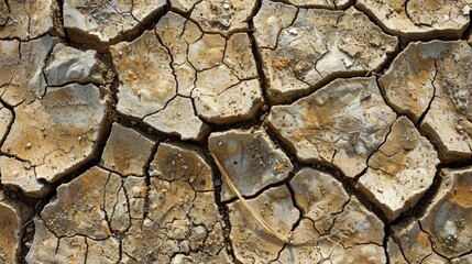 Abstract patterns in cracked desert soil