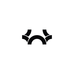 letter W curved and folded simple logo symbol vector