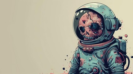 Cute Zombie Astronaut Hamadryas, Brain-Shaped Helmet, Hilarious Expression, Whimsical Pose, Ideal for Fantasy and Space-Themed Art