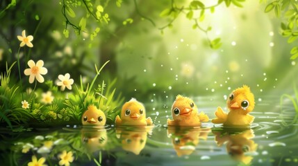 Adorable waterfowl in their natural habitat.