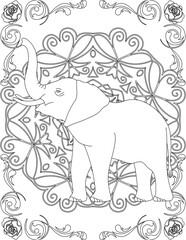 Elephant on Mandala Coloring Page. Printable Coloring Worksheet for Adults and Kids. Educational Resources for School and Preschool. Mandala Coloring for Adults