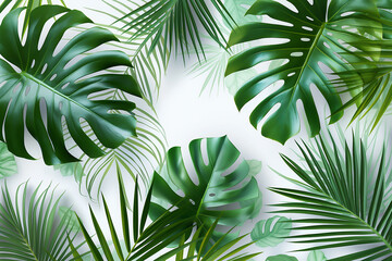 Tropical leaves pattern background design of Monstera leaves, plant motif, leaf decoration.
