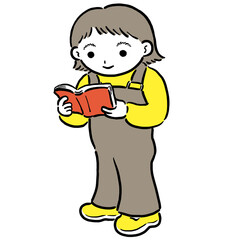 立って本を読む女の子　