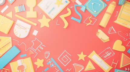 Sophisticated geometric background embellished with icons of First Communion, highlighting the spiritual significance of a memorable milestone.