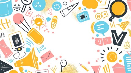 Sleek geometric background embellished with icons of a fundraiser event, ideal for highlighting the importance of philanthropy and giving back.