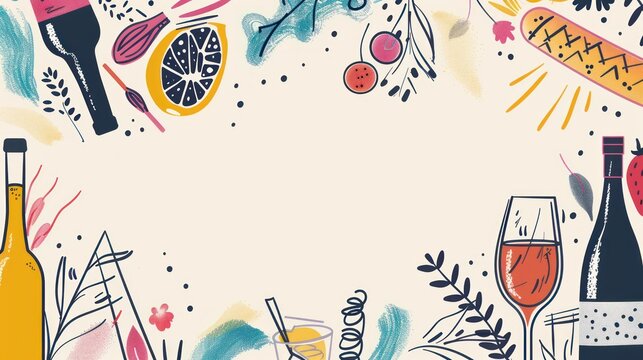 Warm geometric background adorned with housewarming party icons, perfect for celebrating the joy of a new home with friends and family.