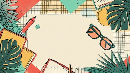 Chic geometric design featuring retirement party icons, perfect for creating a stylish setting to celebrate the retiree's contributions and achievements with elegance, warmth, and