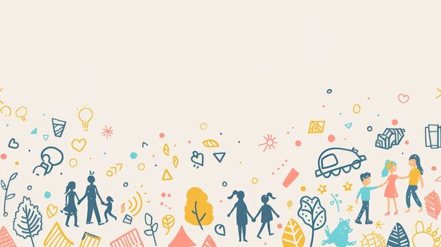 Elegant geometric background embellished with reunion family icons, capturing the essence of familial bonds and shared stories as we gather to celebrate our heritage, traditions