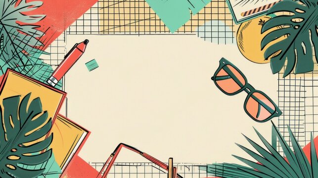 Chic geometric design featuring retirement party icons, perfect for creating a stylish setting to celebrate the retiree's contributions and achievements with elegance, warmth, and