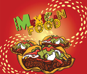 Mexican Food Illustration, Mexican Tacos